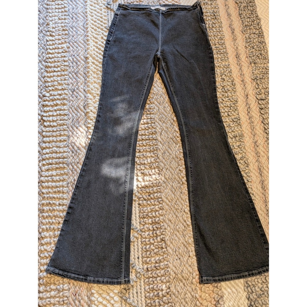 PacSun Charcoal Gray Side Zip Flare Jeans Contrast Stitch size 25x32 Retro Y2k - Picture 2 of 10
